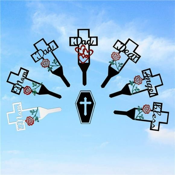 Metal Cross Garden Stake Graves Cemetery,  Memorial Cross Stake (12X6 Inch) - Picture 5 of 6